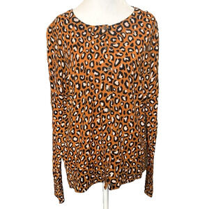Old Navy Womens Cheetah Cardigan Sweater Size L Leopard Animal Print NWT Mob Wif